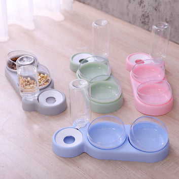 2-in-1 Elevated Pet Bowl | Dry & Wet Separation + Auto Water Fountain | For Dogs & Cats