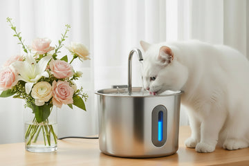 Stainless Steel Cat & Dog Water Fountain – 2.2L Ultra-Quiet Filtered Drinker