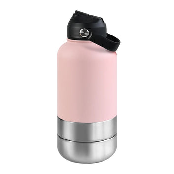 OKKPETS 32oz Stainless Steel Dog Water Bottle – Insulated 3-in-1 Travel Feeder