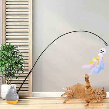 New cat funny cat stick steel wire long pole feather cute cat toy