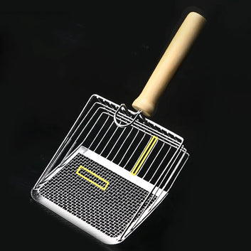 Cat Litter Shovel Stainless Steel Wooden Handle