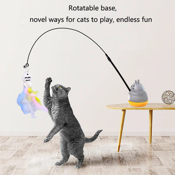 New cat funny cat stick steel wire long pole feather cute cat toy