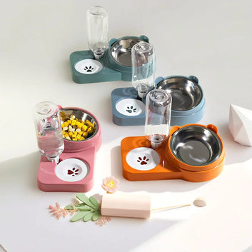 Double Pet Bowl Set – Food & Water Feeder for Dogs & Cats